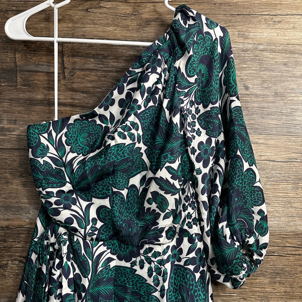 J. Crew Teal and White One-Shoulder Floral Dress - Picture 2 of 15